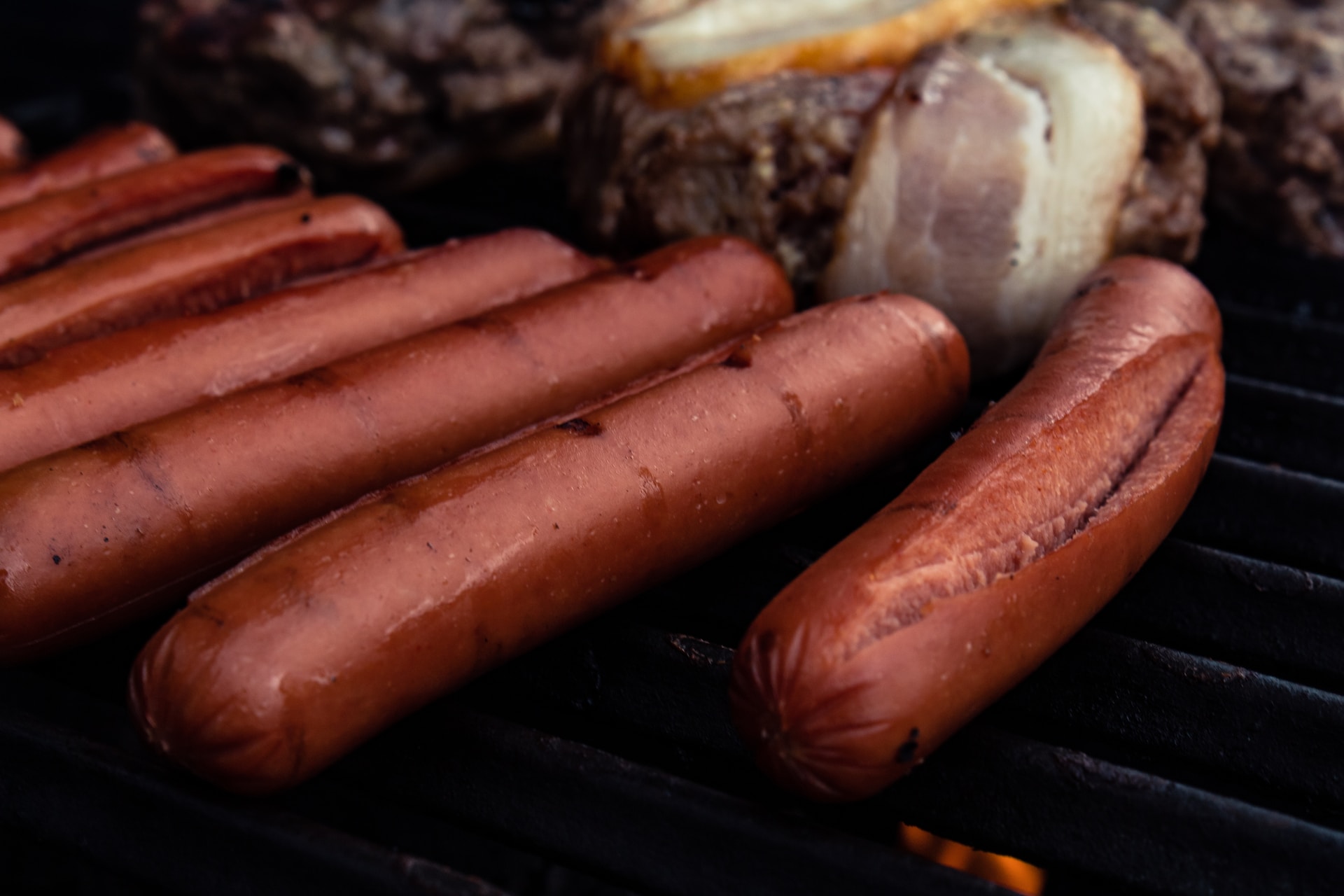 Grilled Hot Dogs on a grill